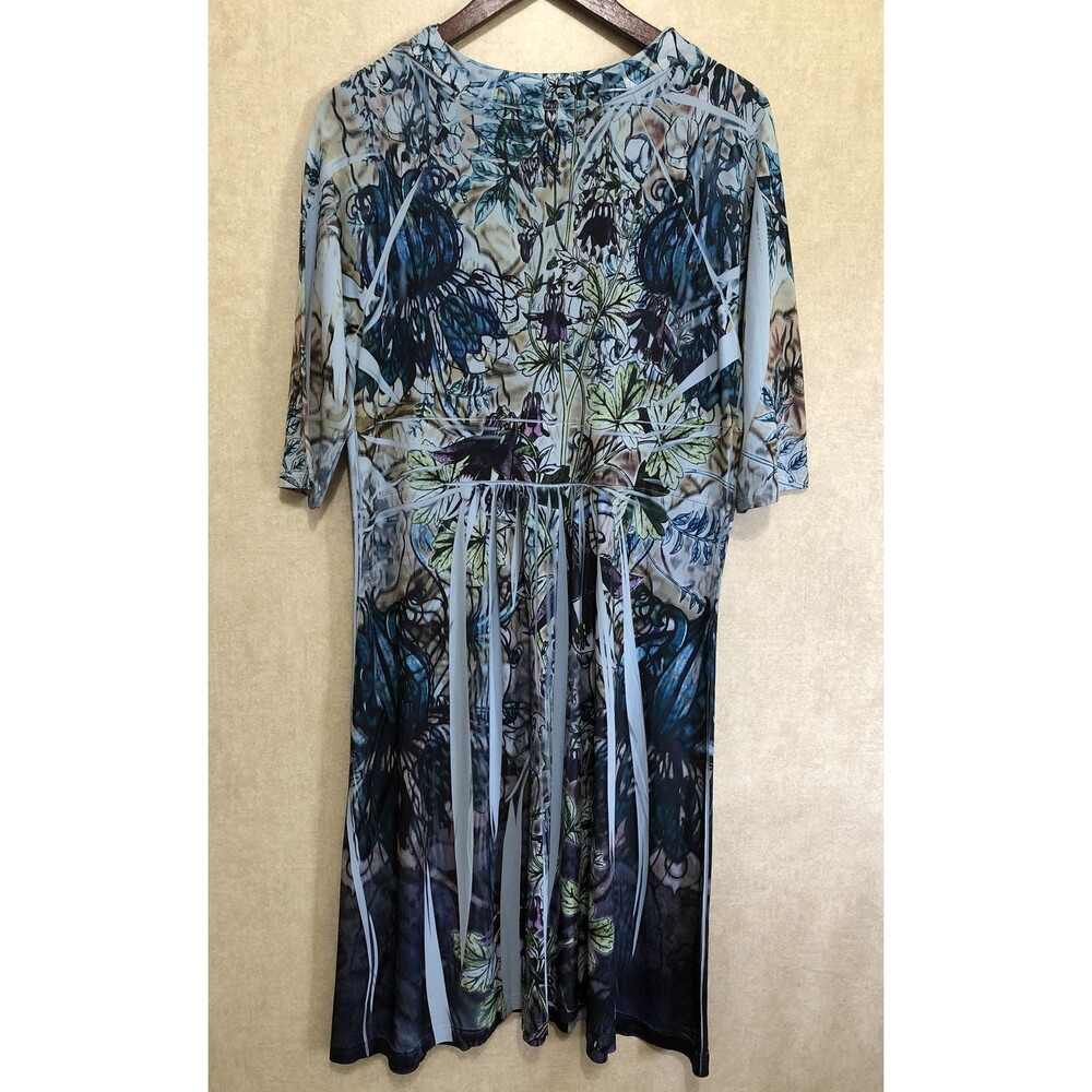 Plus Size XL Sam and Max Women’s Sublimation Blue Floral Dress 3/4 sleeve EUC - Picture 2 of 3